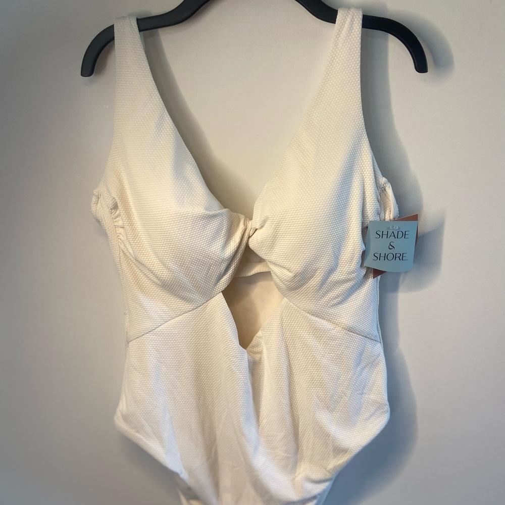 Shade & Shore Cream Textured Swimsuit